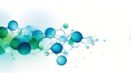 An abstract illustration with colorful peptides on a plain and simple background. 