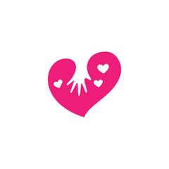 Hand care and love logo design in pink color