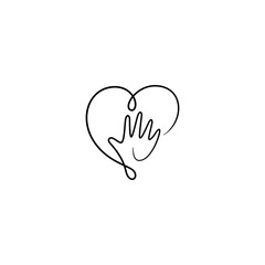 Love hand care continuous line logo design