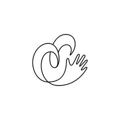 Love hand care logo design with line art style