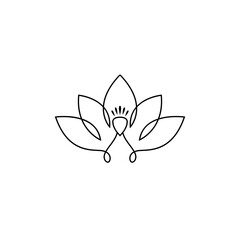 Peacock line art logo design with blooming tail shape