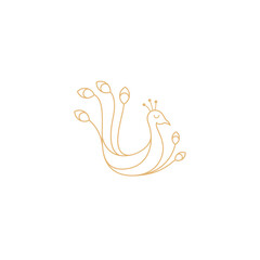 Peacock line art logo design with luxury design style