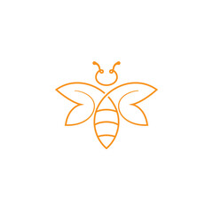 Bee line art logo design in orange color