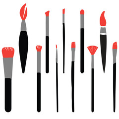 set of red brushes