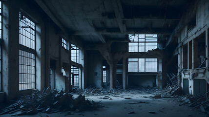 廃墟、放置された工場、倒壊したビル｜Ruins, abandoned factories, collapsed buildings. Generative AI