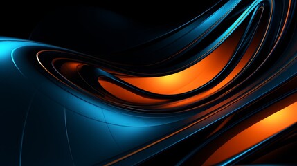 Dynamic blue with orange light 3D technology background banner illustration - Blue and orange futuristic backdrop with robotic vibes