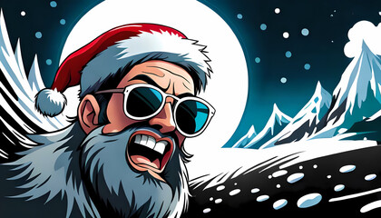 Cartoon style a bit angry screaming Santa Claus - 649497945