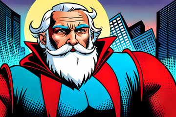 Comic book style Santa Claus superhero