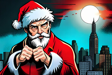 Comic book style Santa street fighter