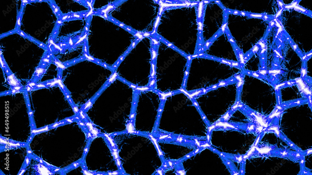 Poster pattern with moving neural networks on black background. design. bright lines in moving pattern and 