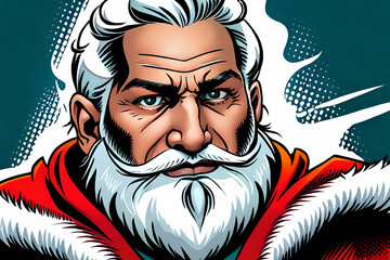Comic book style Santa Claus portrait close up