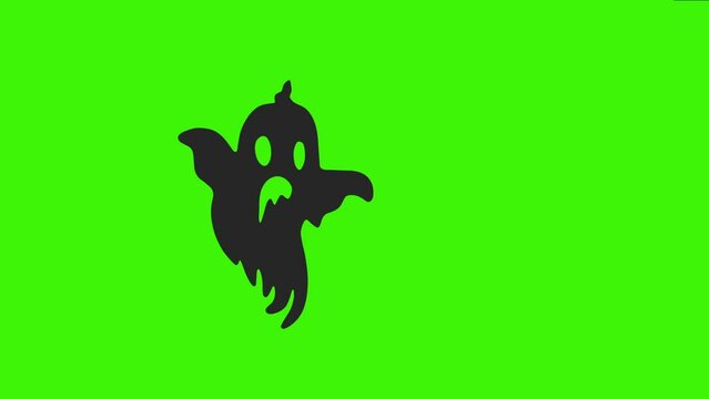 Black Ghost Flying Loop Motion Graphics Video with Green Screen Transparent Background and Alpha Channel