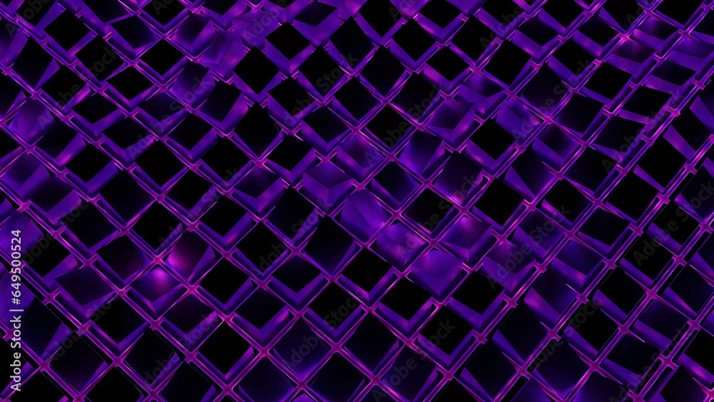 Poster virtual grid with water wave effect. action. square grid moves in waves with water sheen. abstract s