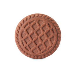 Tasty chocolate sandwich cookie with cream isolated on white