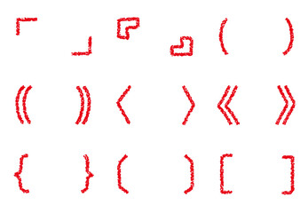 クレヨン素材　手描きの装飾パーツ　カッコセット