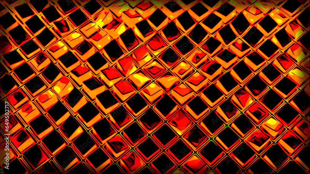 Poster waves with grid or cubes. design. black 3d cubes move in waves with grid. black cubes oscillate and 