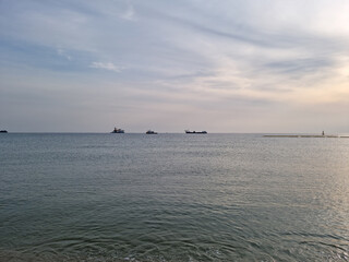 
Sky and sea landscape with ships