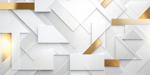 White Gold Creative Abstract Geometric Texture. Screen Wallpaper. Digiral Art. Abstract Bright Surface Geometrical Horizontal Background. Ai Generated Vibrant Texture Pattern.