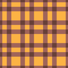 Vector seamless pattern of checkered plaid texture isolated on orange background