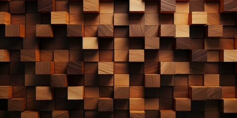 Wooden Walnut Creative Abstract Geometric Texture. Screen Wallpaper. Digiral Art. Abstract Bright Surface Geometrical Horizontal Background. Ai Generated Vibrant Texture Pattern.