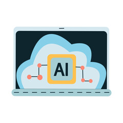 AI computer laptop showing AI technology - 649507151