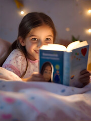 woman reading a book in a bed