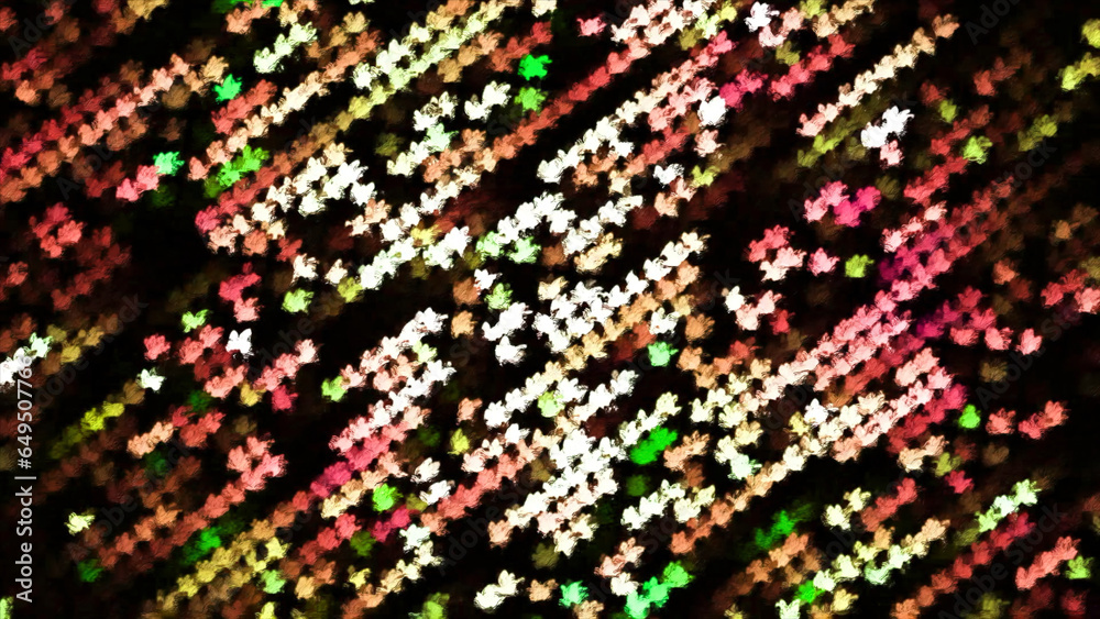 Poster rotating background with bright dots moving lines. motion. moving streams of flashing dots in disco 