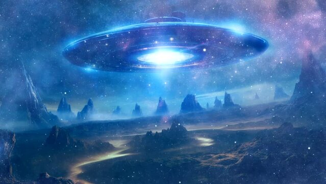 ufo alien craft on space video stock looping 4k 
