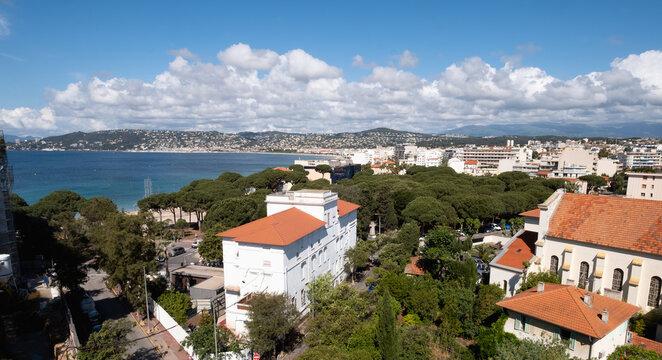France, Antibes, Juan les Pins, Buildings in seaside city&nbsp;