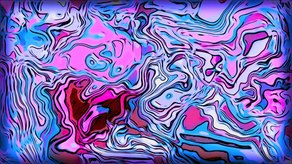 Psychedelic colorful liquid patterns. Motion. Shimmering liquid pattern with moving spots. Liquid paints with marble pattern and psychedelic colors