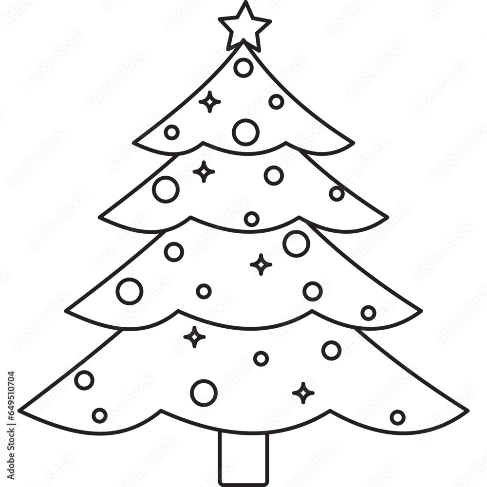 Wall mural Christmas line tree