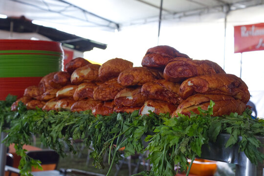 The pambazo is a Mexican sandwich, , the traditional fillings being potato, and potato with chorizo,