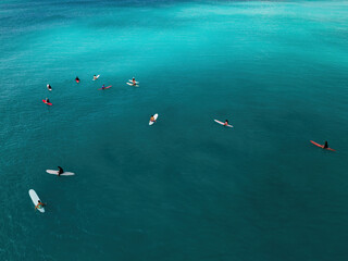A group of surfers in Hawaii