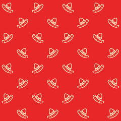Hand Drawn Sombrero Hat Vector Seamless Pattern
