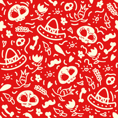 Mexican Day Of The Dead Vector Seamless Pattern