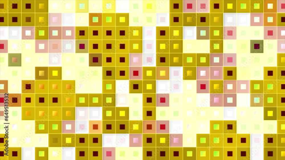 Poster colorful computer squares blink and appear. motion. colorful squares with dots blink in computer ret