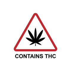 Contains THC. Have Substance Tetrahydrocannabinol. Product Information Symbol. Applied for Design, Presentation, Website or Apps Elements - Vector