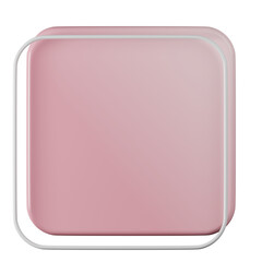 Square shape, pink gradient 3d rendering.
