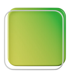 Square shape, yellow green gradient 3d rendering.