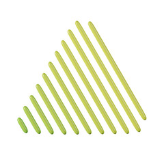 Triangle shape, yellow green gradient 3d rendering.