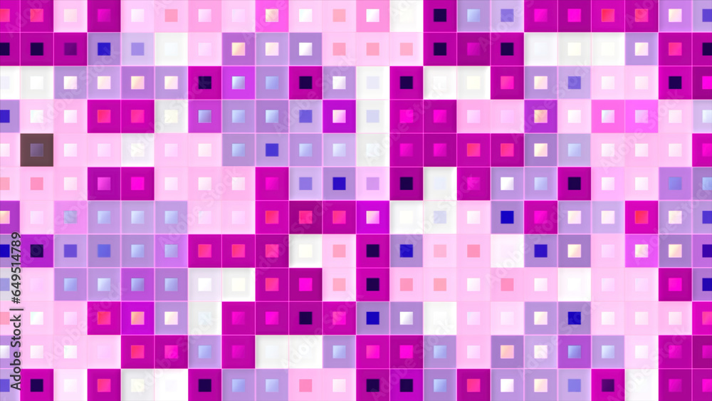 Poster colorful computer squares blink and appear. motion. colorful squares with dots blink in computer ret