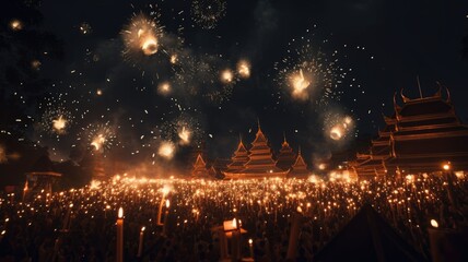 Obraz premium Thailand festival celebrating with night sky background.
