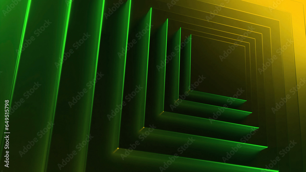 Poster moving squares with rotating light. design. rotating color light filter with moving squares. pyramid