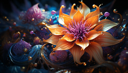 Vibrant underwater bouquet showcases elegance and beauty in nature generated by AI