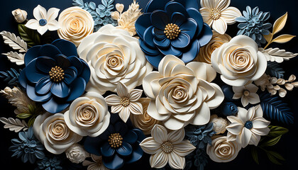Abstract floral pattern in blue, elegance and beauty in nature generated by AI