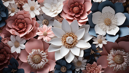 Abstract floral pattern in vibrant colors symbolizes beauty in nature generated by AI