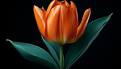 A vibrant tulip blossom, symbol of love, in nature beauty generated by AI
