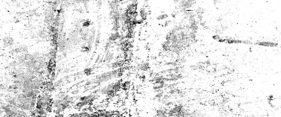Wall fragment with scratches and cracks, white background on cement floor texture, monochrome texture composed of irregular graphic elements, Vector grunge texture.