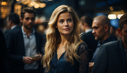 Fototapeta premium A group of young adults enjoying nightlife at a bar generated by AI