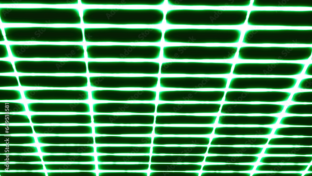 Poster bright glowing grid in virtual space. motion. simple square grid on black background. virtual grid o